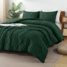 Andency - Queen Size Comforter Set For Queen Bed, Bohemian, Soft, Warm, Tufted And  Design, Neutral Tone, Aesthetic, Rustic, Beautiful, Textured, 3 Pieces, Beige/Cream - 04 - 翠綠色 - 查看 2