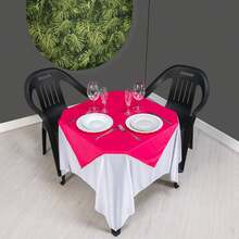 Set Of 20 White Tablecloths 1.5x1.5m + Colorful Table Runners - 玫紅色 - 查看 2
