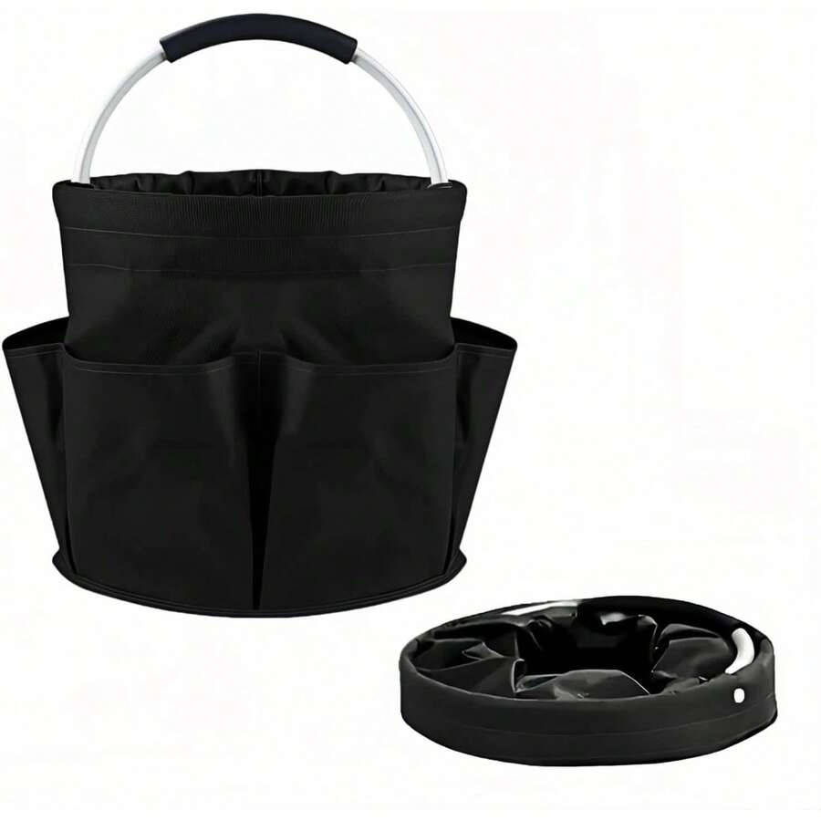 Foldable Storage Basket, Black Oxford Fabric Multi-Pocket Collapsible Basket With Handles:Portable Picnic,Beach,Garden Harvest,Market Shopping Basket,Home Storage,Bathroom Organizer Travel - 1 - View 1