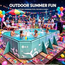Extra Large Foldable Swimming Pool, Suitable For Family Use, Reinforced Triangle Support Frame Non-Inflatable Pool, Portable Storage Outdoor Children Adult Summer Water Play Party Pool - C - View 1