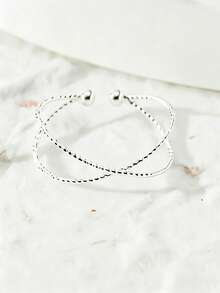1pc Minimalist Cross Line Geometric Toe Ring, Simple Versatile Vacation Women's Toe Jewelry, Niche - Cross-stitch Ring - View 7