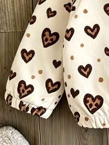 Tween Girl Bow & Cherry Pattern Hooded Zip-Up Casual Everyday Long Sleeve Jacket - Apricot - View 7