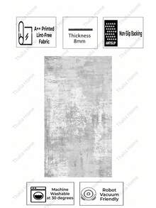 Non-Slip, Washable, Digitally Printed Rug, Runner, Kitchen Rug - Grey - View 6