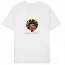 Za Unisex T-Shirt 100% Cotton Regular Fit With Graphic Print, Short Sleeve, Casual Style, Summer Streetwear, Urban Style, Printed Top, Vintage Fashion, Soft And Breathable. - 紫羅蘭色 - 查看 1