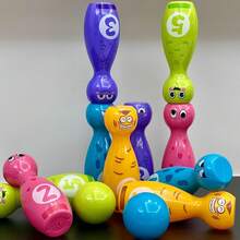 兒童保齡球玩具套組，適合室內外玩耍，附禮品盒，包含 10 個球瓶和 2 個球，適合 3 歲以上男孩女孩的理想生日禮物 - 彩色 - 查看 10
