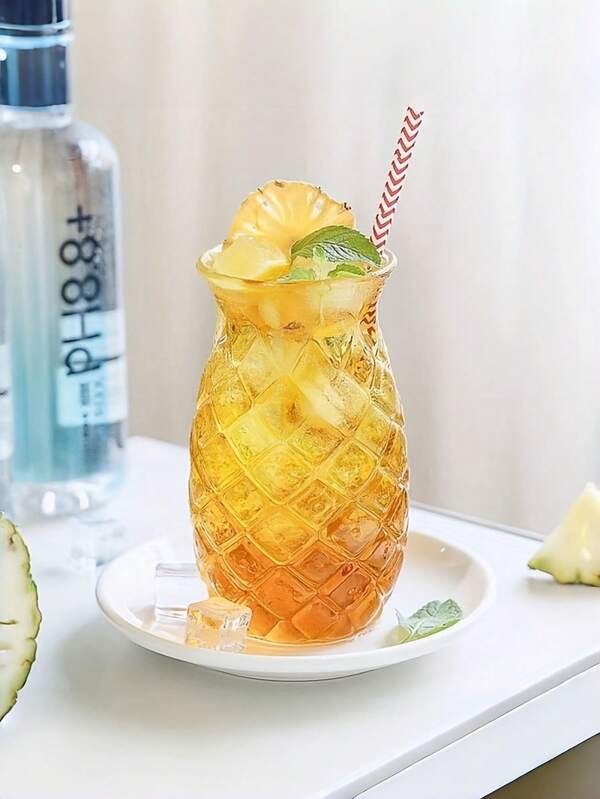 2/1pc Embossed Transparent Pineapple Glass Cup, INS Style Rhombus Texture Cold Drink Juice Cup, Suitable For Home, Students, Office Workers, Couples, Best Friends, Adults, Bar, Milk Tea Shop, Coffee Shop, Western Restaurant Cocktail Glass, Perfect For Back To School, Summer Camping, Picnic, Home Afternoon Tea, Outdoor Gathering, Birthday Party, Wedding Party, Valentine's Day, Christmas, Halloween