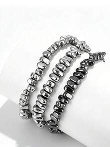 Xiacheng 1/3 Piezas Pulseras para Hombres y Mujeres, Pulseras de Cuentas, Pulseras Plateadas & Negras para Mujeres, Pulseras Punk Góticas, Regalos de Joyería para Parejas, Mamás y Amigos - Multicolor - Ver 1