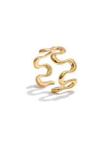RAYQUEEN 1pc Stainless Steel Wave Design Open Ring For Women, Suitable For Daily Wear - Ring - View 9