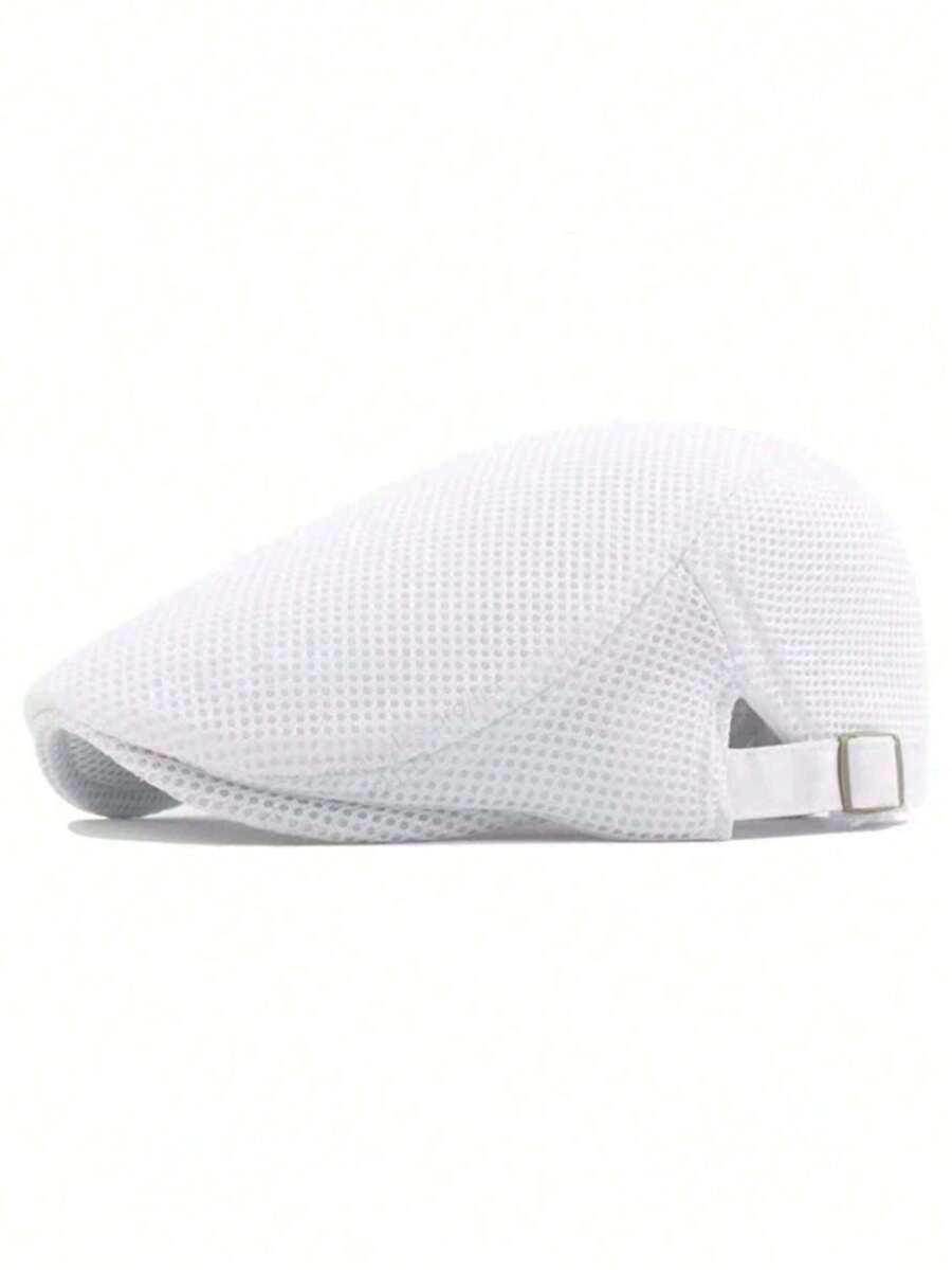Gorra de estilo newsboy de malla de unicolor para uso diario para hombres - Blanco - Ver 1