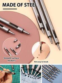 1 Set 13pcs Leather Hollow Punch, Round Hole Punch, Leather Punching Tool, Premium Belt Punch, Korean Punch, Leather Belt Strap Hole Punching Tool - A - View 2
