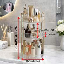 AXOSY-360 Rotating Makeup Organizer Countertop 3 Tier Bathroom Organizer Spinning Perfume Organizers, Skincare Organizers Makeup Carousel Cosmetic Brush Storage For Vanity, Countertop - 綠色 - 查看 2