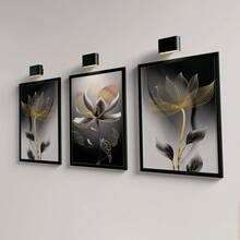 3pcs Set Unframed Modern Luxury Floral Canvas Prints, Abstract Botanical Wall Art For Living Room, Minimalist Aesthetic Flower Posters For Bedroom, Unframed Rolled Canvas Painting (No Frame Included) - A - View 9