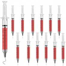 4PCS Red Syringe Shaped Pens, Black Ink, Ballpoint Pens, Fine Writing Tools (Red Exterior, Black Ink) Creative Writing Tools - A - View 7
