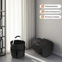 Foldable Storage Basket, Black Oxford Fabric Multi-Pocket Collapsible Basket With Handles:Portable Picnic,Beach,Garden Harvest,Market Shopping Basket,Home Storage,Bathroom Organizer Travel - 1 - View 8