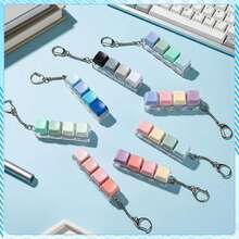 1pc Linear 4-Key Keyboard Switch Tester Keychain, Macaron Light Color Stress Relief Keychain, Portable Stress Relief Keycap Pendant, Anxiety Relief Goodies, Cute Backpack Charm Party Gift - Multicolor - View 5