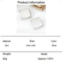Fashion Minimalist Cold Style Geometric Square Earrings Women's Jewelry High-End Vintage Versatile Gift - Silver - View 7