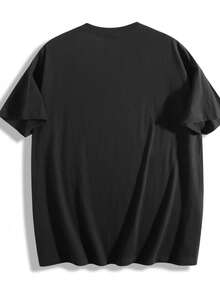 Camiseta de manga corta para hombre, talla grande, 100% algodón, diseños para el Día de San Valentín/ropa de Año Nuevo, lavable a máquina, adecuada para todas las estaciones. - Negro - Ver 2