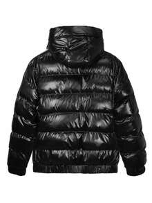 Men's Winter Shiny Detachable Hood Long Sleeve Warm Padded Coat - Black - View 3