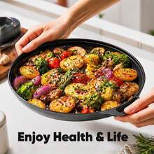 LugoBox 1pc Cast Iron Grill Pan, Pre-Seasoned 11.02 Inch Skillet With Dual Large Loop Handles, Kitchen Gadgets For Pizza Lovers Kitchen Accessories Kitchen Accessories - View 4