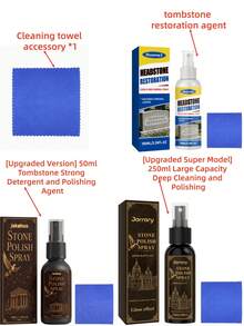 Gravestone Repair & Cleaning Spray, Fast Acting, Easily Removes Decades Of Moss, Lichen And Weathering Marks Within Minutes, Restores Elegance Of Gravestones And Monuments, Deeply Nourishes Stone, Compact & Portable Design, Upgraded Formula, Randomly Shipped New Or Old Packaging - Mix - View 10