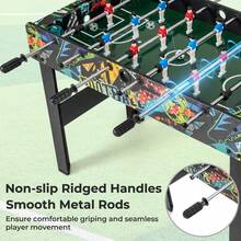 2-In-1 Tabletop Foosball Soccer Game Table With Removable Detachable Legs Graffiti Printed Surface Portable Mini Football Table For Indoor Family Game Room, Home Bar & Leisure Entertainment - Default Title - View 4