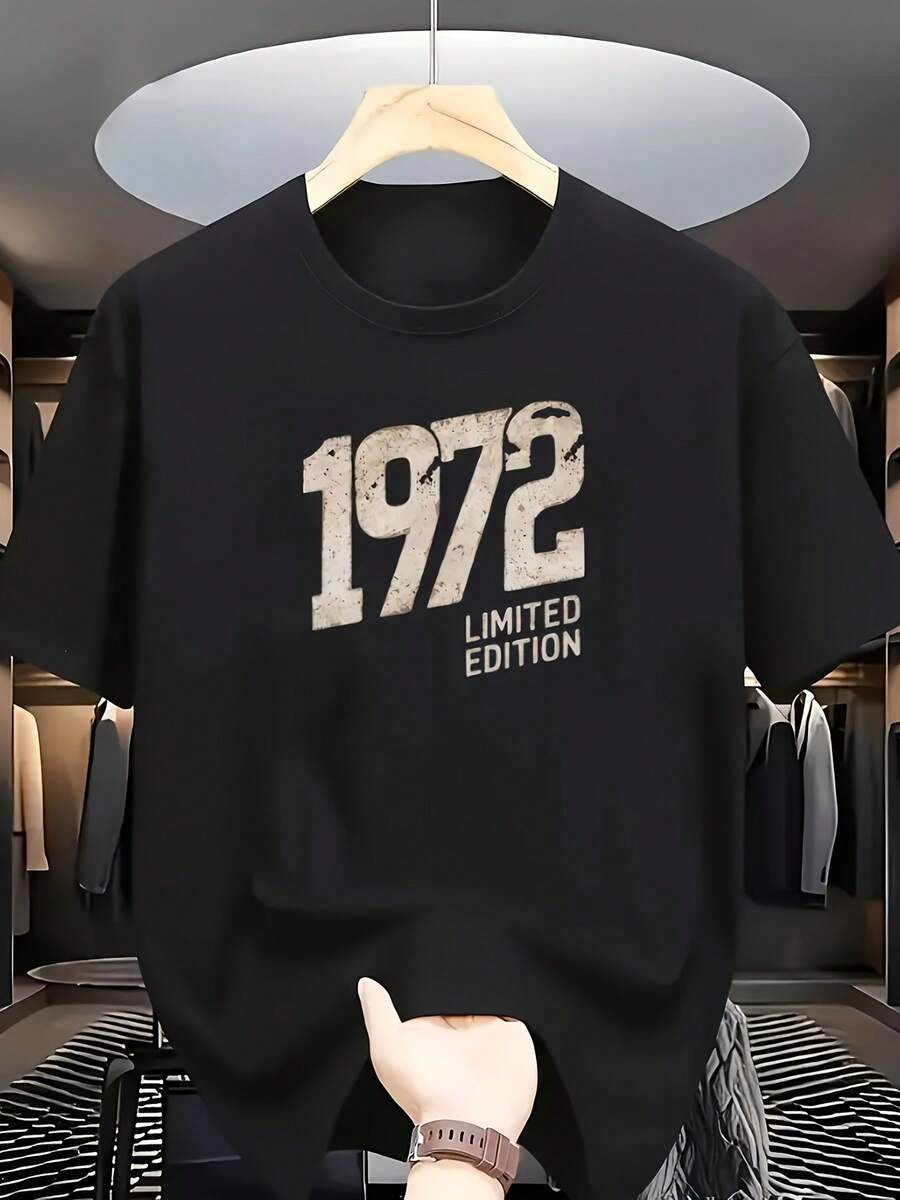 The White Short-Sleeved T-Shirt Displayed In The Dressing Room Scene Features A Vintage-Style "172 LIMITED EDITION" Print On The Chest, Blending Retro - Black - View 1