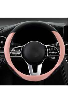 1pc Soft Touch Anti-Slip Car Steering Wheel Cover With Inner Ring, Fits Most Car Models - Multicolor - View 8