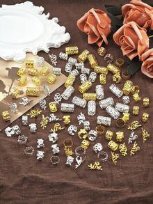 100入金銀色髒辮髮圈，個性化嘻哈街頭派對編髮飾品，小髮夾，萬聖節髮飾 - 彩色 - 查看 4