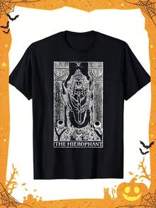 Hierophant Tarot Card Graphic T-Shirt Occult Mystic Gothic Religious Tee - 白色 - 查看 5