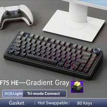 AULA Teclado F75HE 75% con múltiples conexiones, interruptores mecánicos de efecto Hall con respuesta rápida y anti-ghosting completo, diseño de teclas silenciosas con teclas PBT, tamaño compacto adecuado para usuarios de juegos y oficina - Ver 13