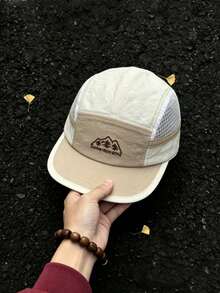 1pc Men's Embroidered Mountain Quick-Dry Mesh Cap, Adjustable Sun Protection Casual Hat, Suitable For Spring/Autumn Travel, Beach Vacation - Multicolor - View 2