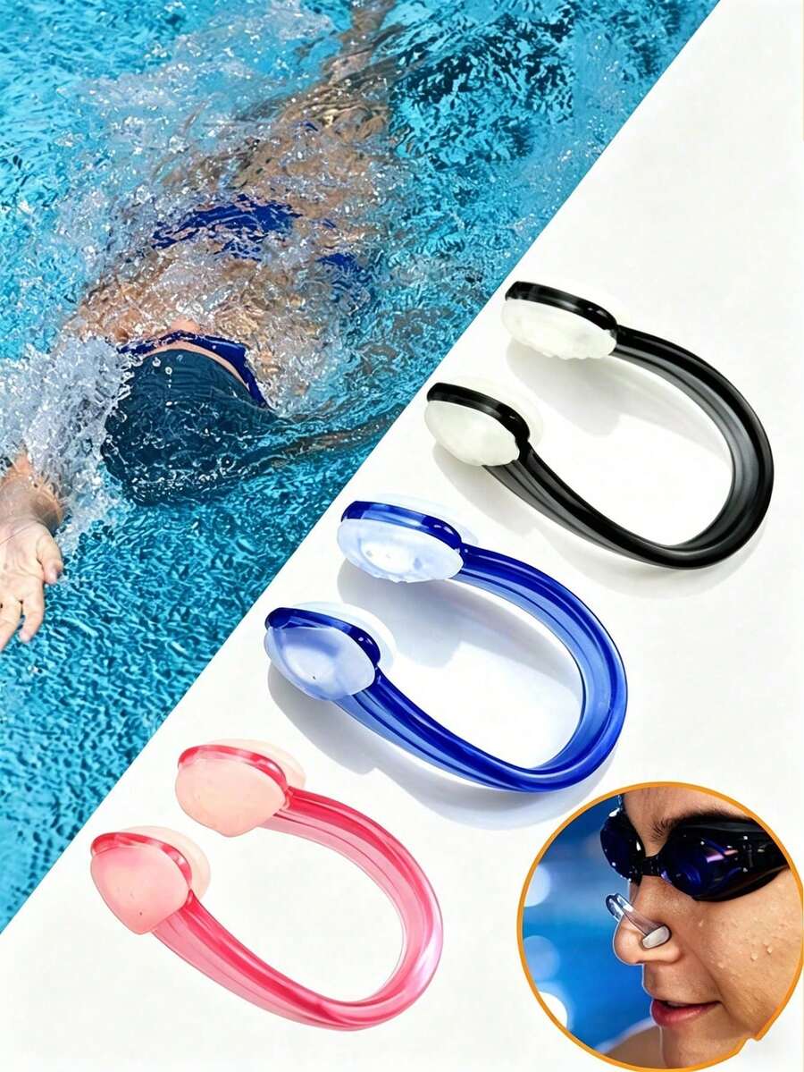 5/3/1pc Precision Silicone Swimming Nose Clips, Leak-Proof Design Nose Clips For Swimming And Diving, Anti-Choking, Snug Fit, Sports Training, Won't Fall Off, Nose Plug, Silicone Earplugs And Nose Clips Set For Swimming, Waterproof Spiral Earplug Box, Beach Essentials, Beach Accessories, Pool Floats - Standard Model - View 1