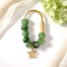 1pc Vintage Marble Acrylic Beaded Bag Charm With Star Pendant, U-Shaped Spring Gate Ring Colorful Beads Keychain, Wallet Backpack Decorative Pendant, Aesthetic Style - Multicolor - View 14