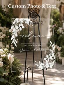 1PC Customizable Photo & Text Acrylic Wedding Welcome Sign, Exclusive Personalized Happy Forever Decorative Plaque, Suitable For Wedding Venue Decor, Wedding Decoration, Wedding Welcome Sign, Customized Wedding Crafts - Multicolor - View 1
