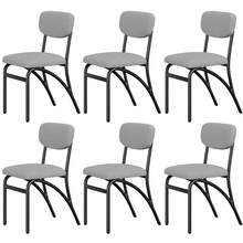 Komfortabler Bouclé Esszimmerstuhl 6er-Set – Mid-Century Modern Design – Gepolsterte Küchenstühle mit gebogenen Metallbeinen – Ideal für Küche & Wohnzimmer – Farbe: Grau - Grau - Übersicht 1