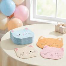 20/40/60 lembar Serbet Kertas Berbentuk Wajah Kucing Lucu, 4 Desain, Serbet Koktail Sekali Pakai 2 Lapis Motif Kepala Kucing Warna-warni, Cetakan Kucing Warna Macaron, Perlengkapan Makan Pesta Kucing Lucu Gaya Jepang, Dekorasi Pesta Ulang Tahun Bertema Kucing, Pesta Bayi dan Pesta Teh, 13*13 Inci - kucing - View 7