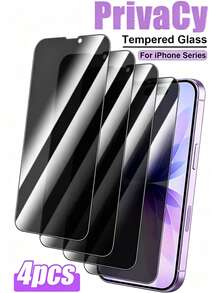 4 Packs Privacy Anti-Spy Tempered Glass, Anti-Snooping, Anti-Fingerprint, Compatible With Phone Cases, Easy Installation, Bubble-Free, Perfect Fit, Compatible With IPhone 17/16/15/14/13/12/17 Pro Max/17 Air And Other Models, Birthday Gift, Anti-Spy Phone Screen Protector For Family And Friends, Mobile Accessories - Black - View 29