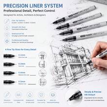Languo Zeichenübung Skizzenbuch Sets, mit 0,2/0,3/0,4/0,5 mm Pigmentliner 3 Größen A4/B5/24K verdicktes 120 g/m² Papier, kein Tintenverlauf flach liegend 180° PU Cover, auslaufsicheres Markerpapier zum Zeichnen Skizzieren Ausmalen Anime Kunst Schulanfang Kunstbedarf - Sätze - Übersicht 7
