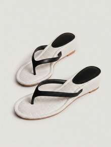 2026 Spring/Summer New Women's Square Toe Thong Kitten Heel Sandals - Black - View 12