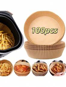 25/50/100-Pack Air Fryer Paper Liners (Round/Square), Square, Kitchen Accessories, Non-Stick Baking Paper, Air Fryer Accessories, Oil And Water Resistant, Suitable For Baking, Roasting, And Microwave Use - Multicolor - View 15