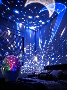 Cute Galaxy Projection Lamp, USB Powered Star Moon Night Light With Type-C Cable For Kids Room & Bedroom Decor - 多色光 - 查看 8