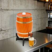 Tabletop Wine Barrel Vertical Wooden Wine Barrel 5L Wine Barrel With Base And Faucet - Beige-yellow - View 4