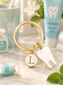 Llavero de diente personalizado como regalo para dentistas, decoración de billetera, llave de diente, anillo de llaves - dientes blancos - Ver 4