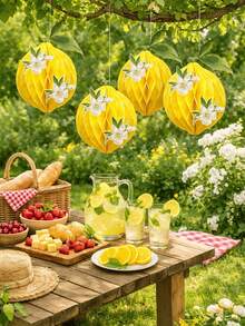1/2/3/4 Stücke Zitronen-Wabenball-Dekorationen, Hängedekoration, Zitronen-Papiergirlande, geeignet für tropische hawaiianische Dschungelparty, Geschenk, Tischdekoration, Outdoor-Picknick, Camping, Obst-Themenparty, Babyparty, Gender-Reveal-Party - Mehrfarbig - Übersicht 7