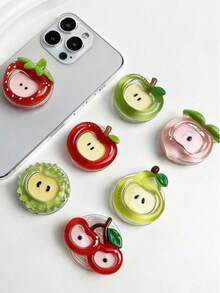 Creative Cute Strawberry, Apple, Peach, Durian Sticker Phone Holder, Classic Personalized Desktop Airbag For Phone Telescopic Stand, Pop-Up Socket Phone Holder, Phone Accessories, Phone Decoration, Phone Essentials, Phone Sliding Stand, Phone Holder, Small Gift For Couples, Relatives And Friends - Durian - View 2