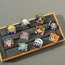 1/10入《One Piece》可愛Q版草帽一伙琺瑯領章針，路飛、索隆、娜美、喬巴金屬胸針徽章，背包夾克裝飾粉絲禮物 - 彩色 - 查看 4