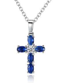 1 pieza Colgante de collar con cruz de circonita cúbica encantadora, regalo del Día de San Valentín para mujeres, boda, compromiso, aniversario, accesorio para fiestas - 1# - Ver 5