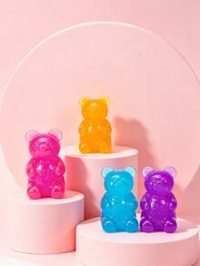 1pc Bear Hand-Painted Maltose Squishy Stress Relief Toy, Slow Rebound Squeeze Toy, Pretend Play Bear Gift For Boys And Girls, Ultra-Thin Smooth Texture, Multi-Functional Sensory Stress Relief Toy, Ideal Desktop Relaxation And Office Stress Relief Gift - Multicolor - View 3