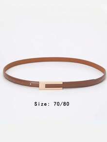1pc Women's Black Vintage Versatile Thin PU Leather Belt, Suitable For Skirts, Shirts, Suit Pants And Daily Wear - Brown - View 8