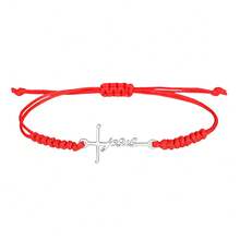 1/12/36pcs Wax Cord Braided Stainless Steel Cross Jesus Adjustable Bracelet Set, Suitable For Family, Friends, Couples As Gifts And Daily Wear - Jesus Woven Bracelet - View 4